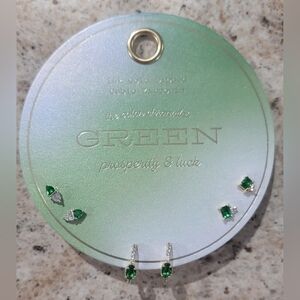Green Prosperity & Luck Earring Set, 3Pairs